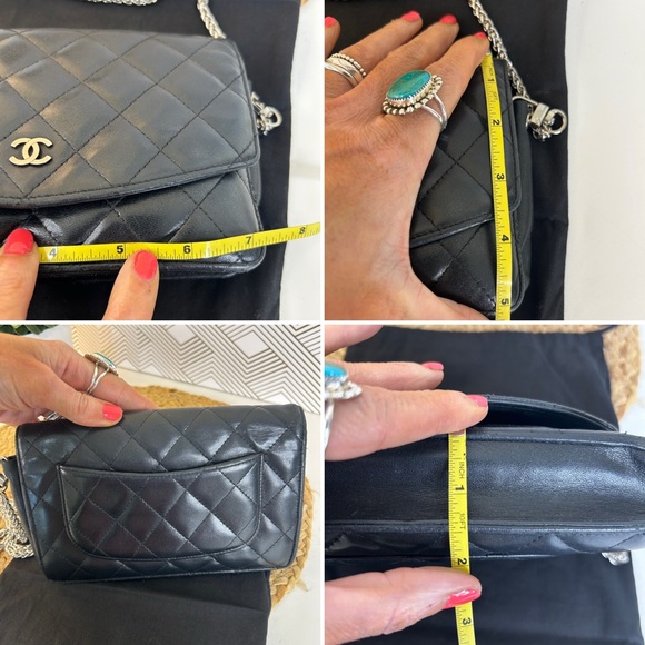 Chanel Black Quilted wallet on a chain(WOC)-black and silver - Picture 14 of 17